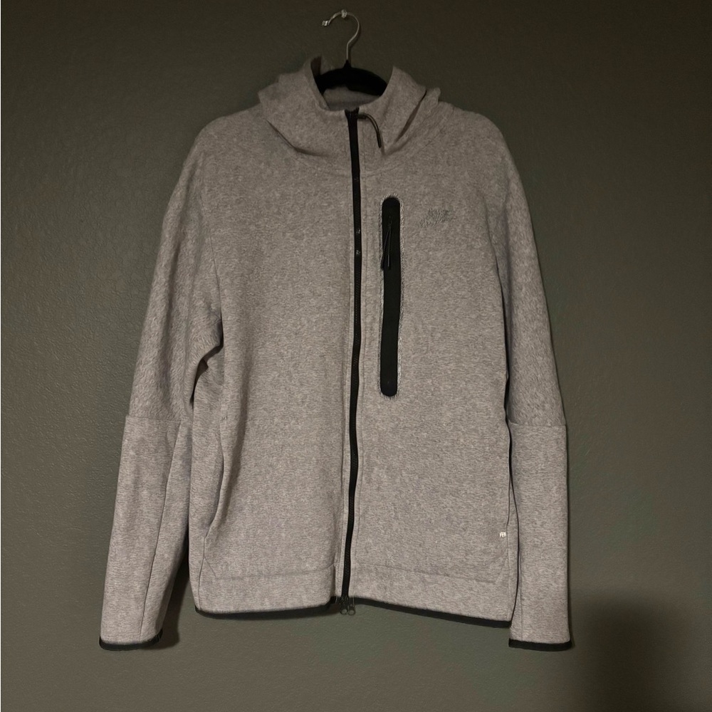 Nike Men's Gray Zip-Up Jacket with Black Details